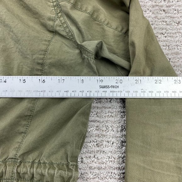 Billabong Shirt Women Small S Green Khaki Buttons Full Zip Light Jacket Cargo - Picture 14 of 15